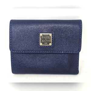 Dooney & Bourke Small Blue Saffriano Leather  Flap Credit Card Wallet